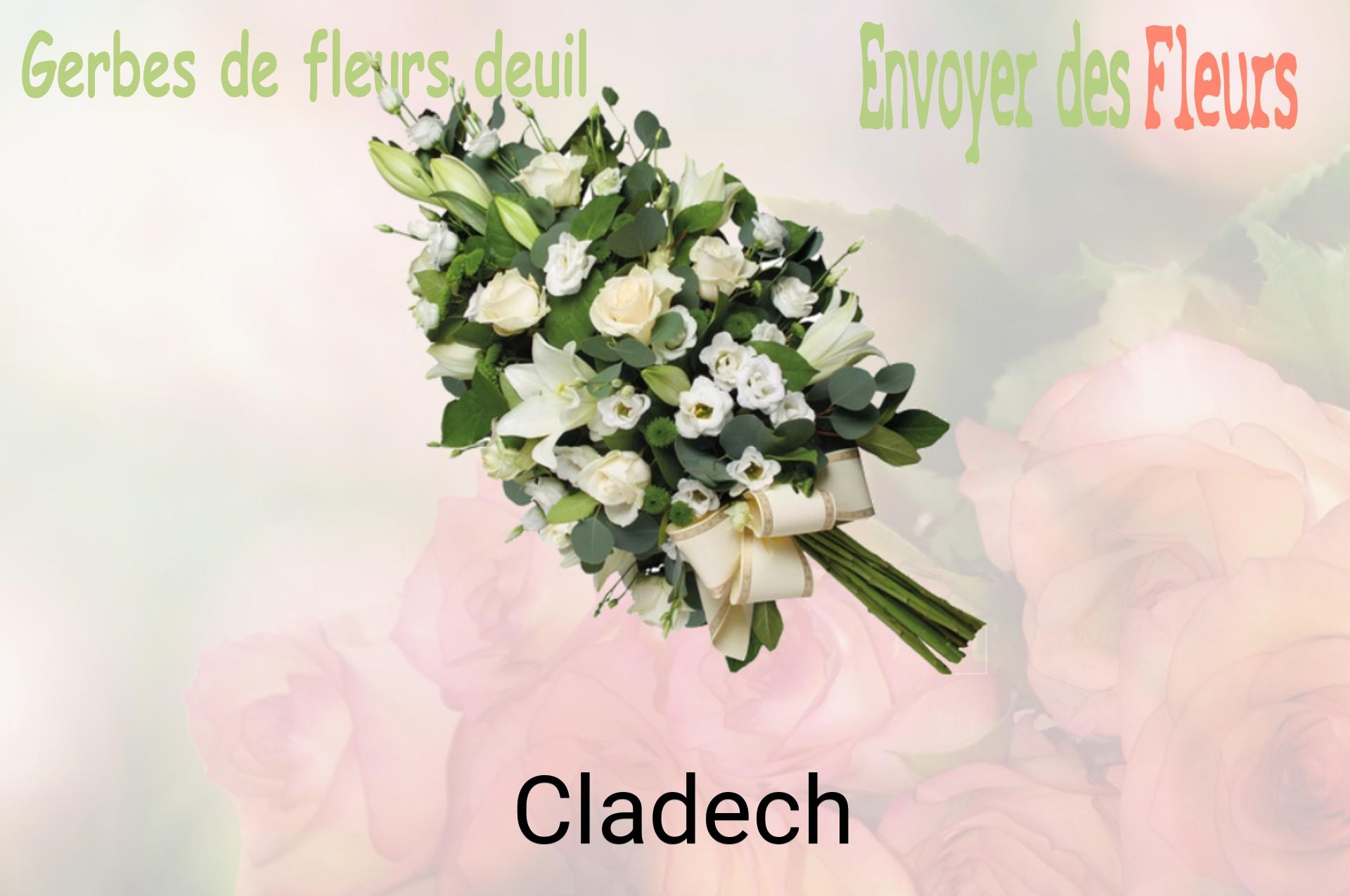 Gerbe de fleurs de deuil livrée à Cladech